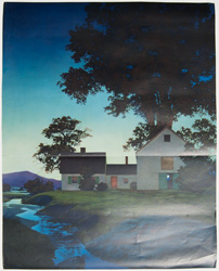 vintage calendar art with cottages, cabins, etc. circa 1930s-1940s